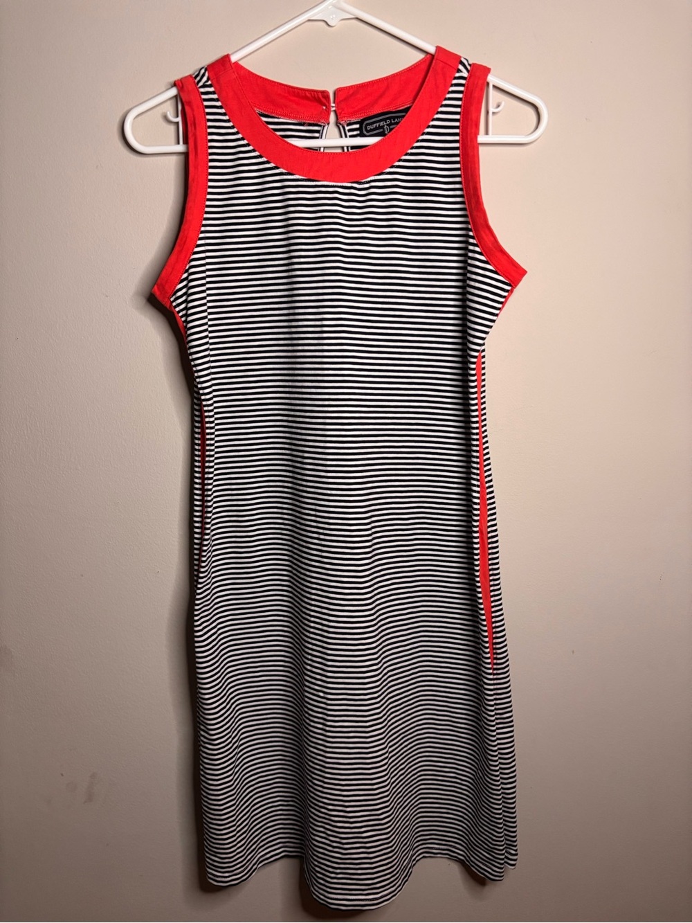 Duffield Lane striped tank dress black white coral red size XS